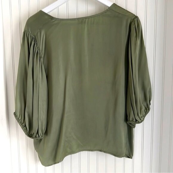 Wilfred Aritzia Green Cropped Puff Short Sleeve Bloe - Picture 6 of 6